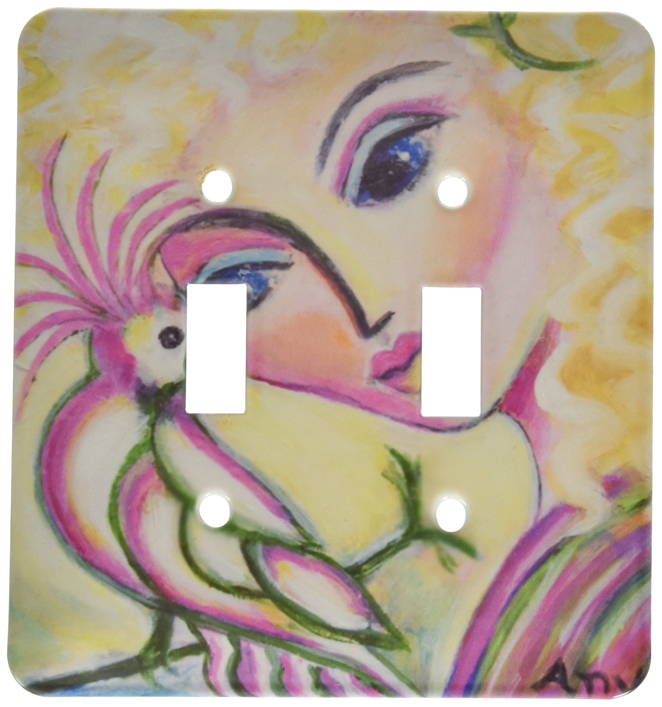Double interrupteur oiseau calopsitte pour remplacer vos plaques de plastique blanches