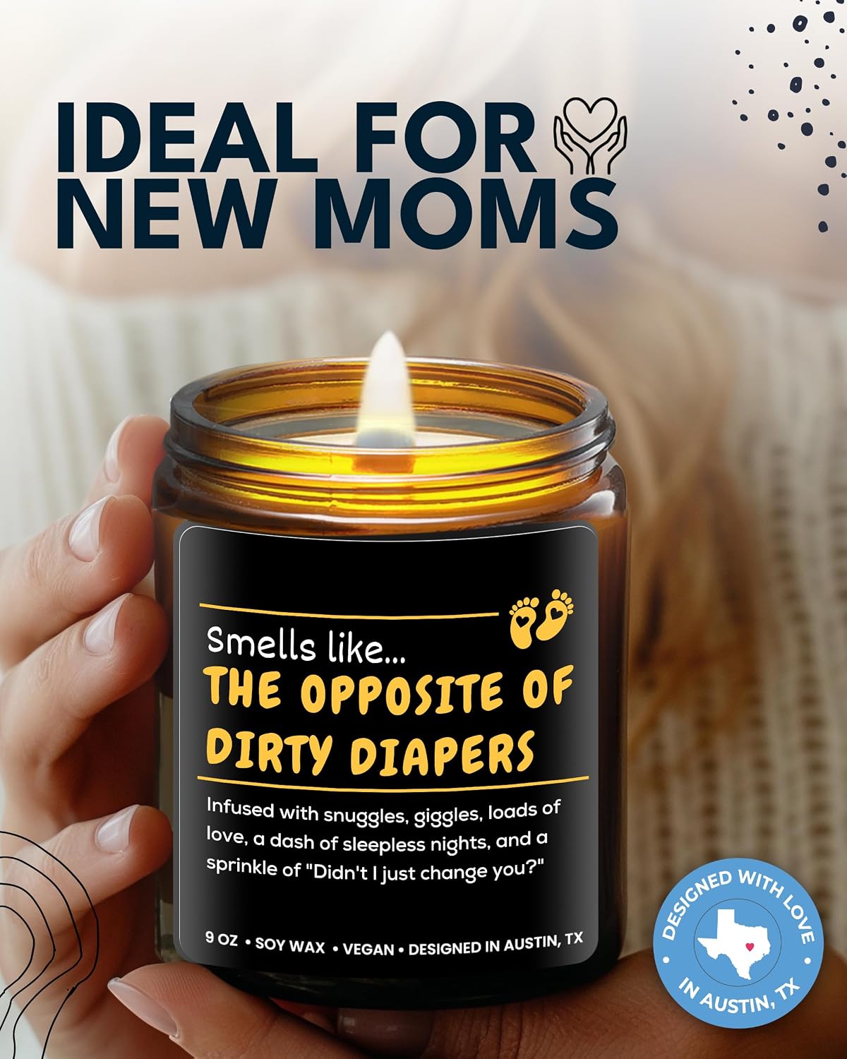 Funny New Mom Candle, Thoughtful Pregnancy Gift for First Time Moms, Unique Baby Shower Presents for Mom to Be, Best Gifts for Mothers Day, Birthday, Christmas, Special Occasions, Gift Ready image 3