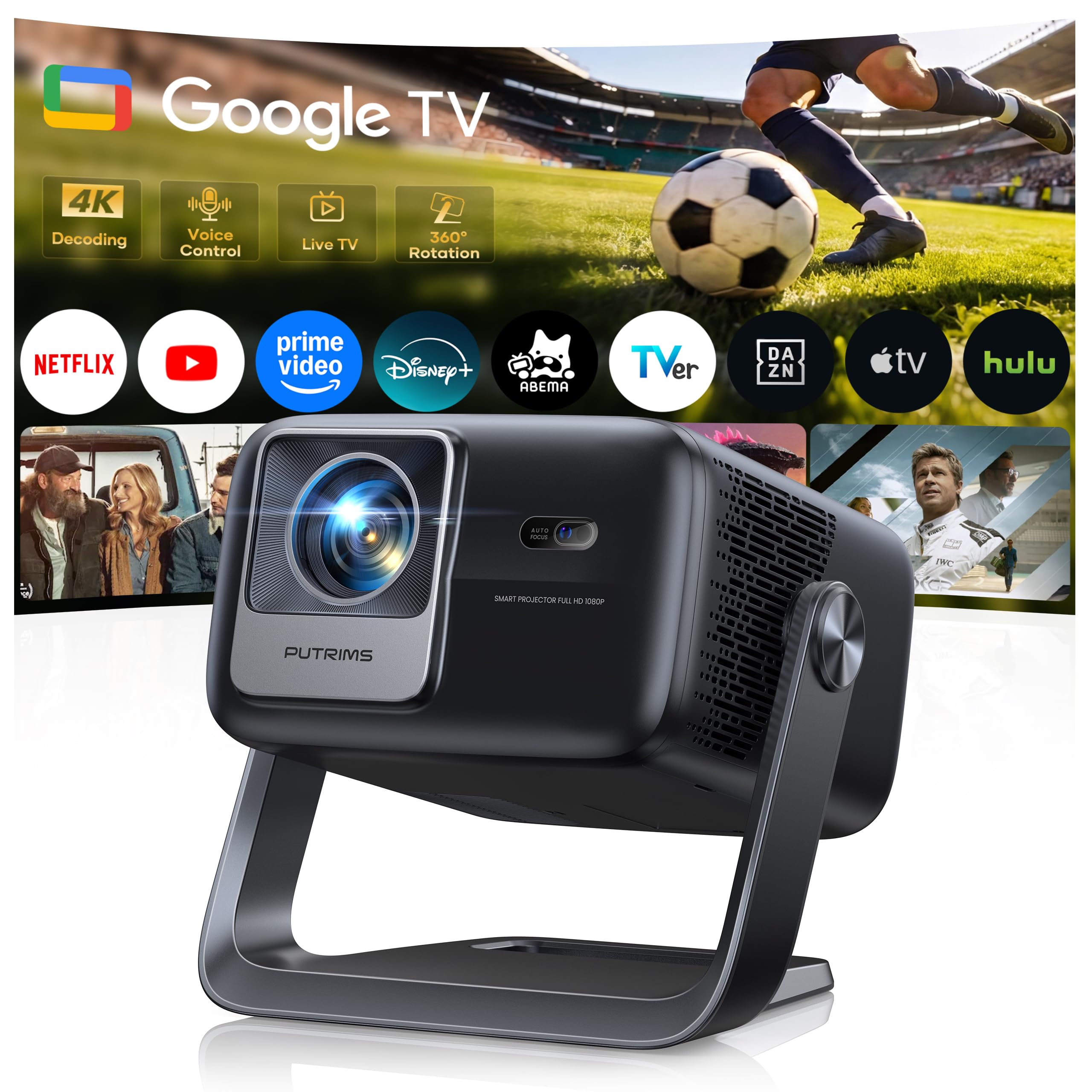 PUTRIMS プロジェクター 本体　HD googleTV 新品同様 Amazon.co.jp: プロジェクター4K【公式Google TV＆1200ASNI高輝度