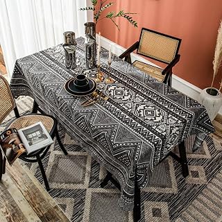 テーブルクロス テーブルカバー おしゃれ 長方形 汚れ防止 ブラック シンプル テーブルマット 北欧 耐熱 140*180cm モロッカン柄 食卓カバー レストラン 綿麻感