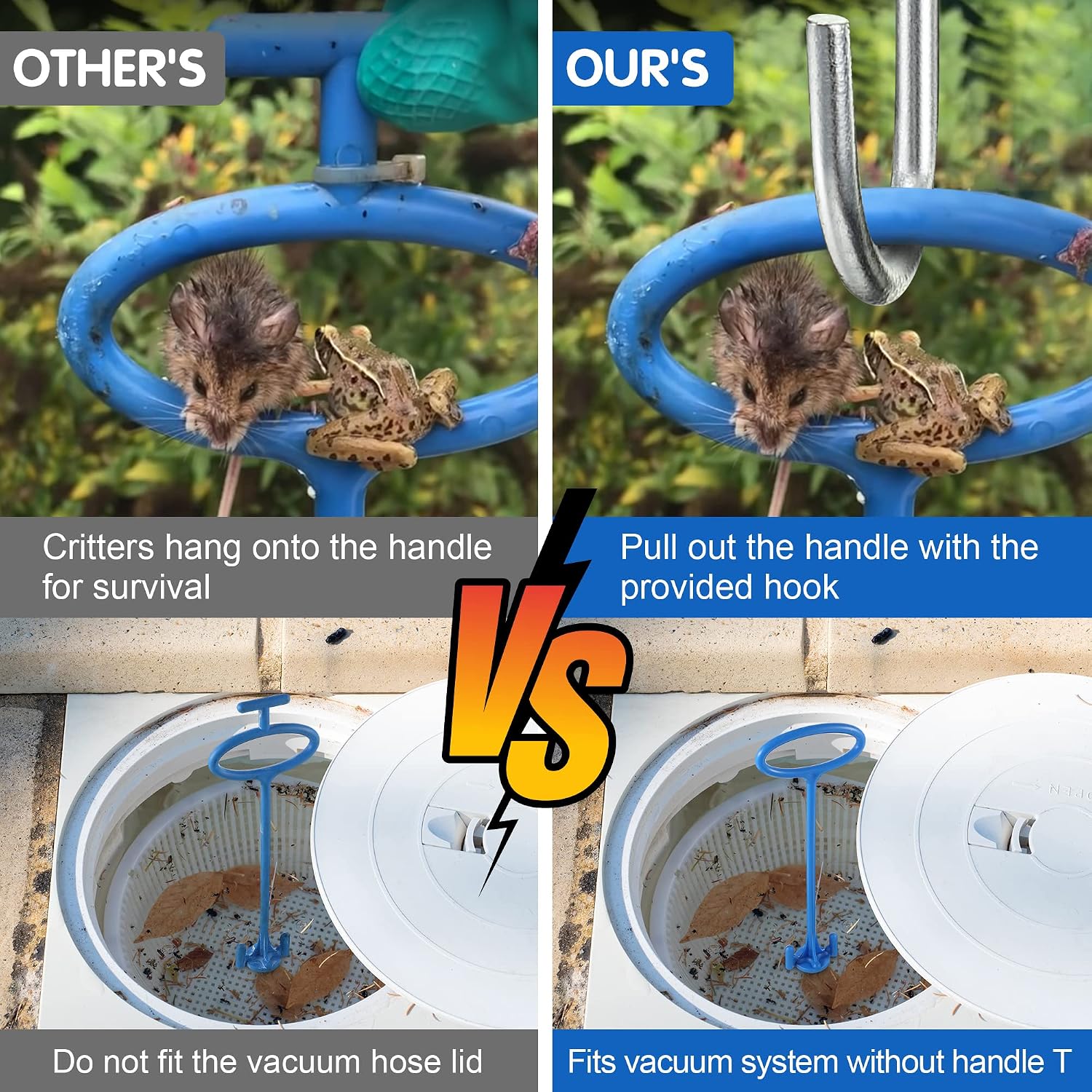 2 Sets Pool Skimmer Basket Handle, Skimmer Basket Hook for Debris Removal image 2