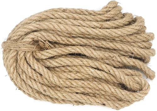 IMROPE - Cuerda de cáñamo de 12 pulgada de diámetro cuerda de yute natural trenzada 4 hebras de 50 pies para manualidades jardín decoración del