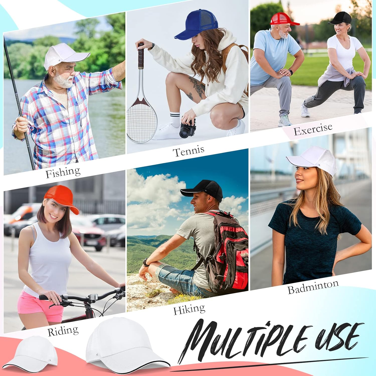 50 Pcs Blank Trucker Hats Bulk Unisex Sublimation Hat Baseball Cap Trucker Cap with Adjustable Snapback for Men Women