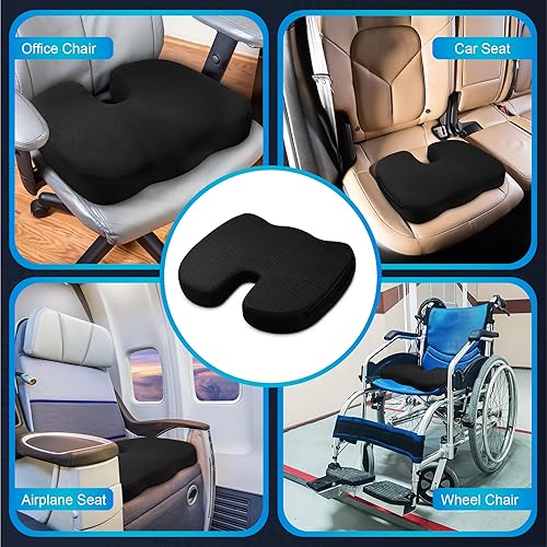 Miniatura 5 de ANDELL Cojín de asiento, cojín de gel y espuma viscoelástica, postura y apoyo para la presión del coxis y alivio del dolor de espalda, lavable,