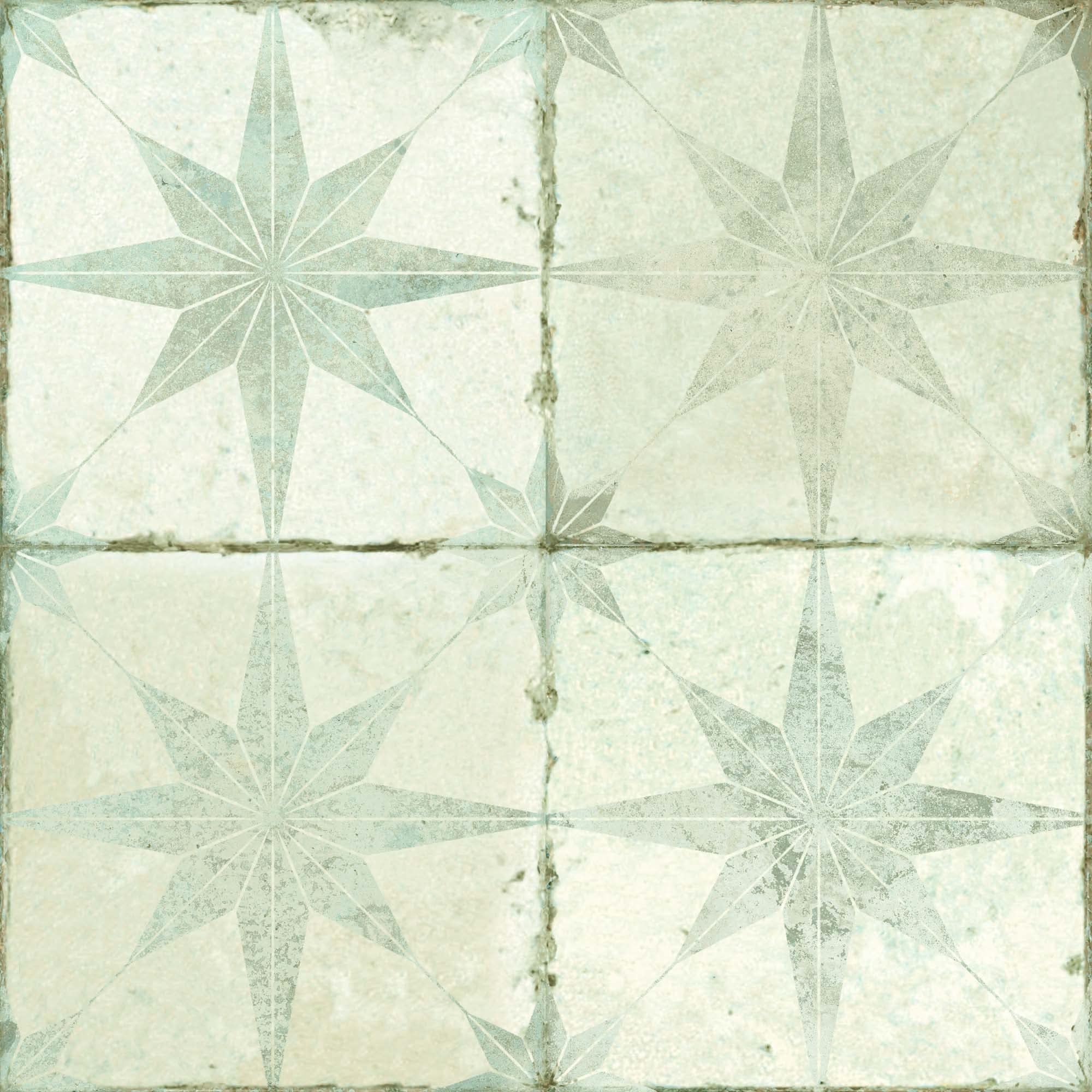 The Bath People Star White Hale Ceramic Matt Tiles Retro Vintage Square Plain & Pattern Wall Or Floor – 450 X 450