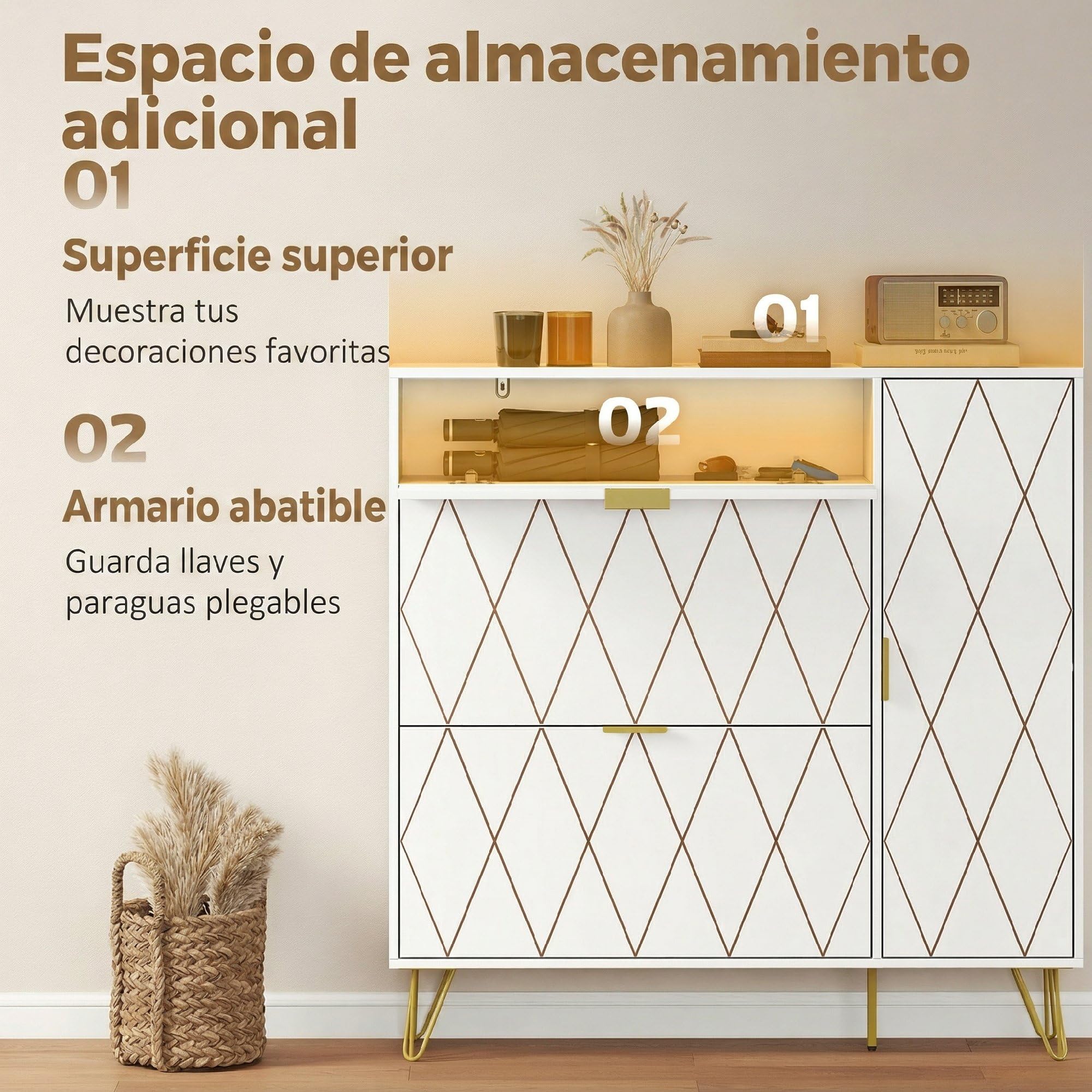 HOMCOM Zapatero Estrecho con 2 Cajones Abatibles 110x25x110,6 cm Blanco | Mueble Zapatero Moderno con Armario y Estantes Ajustables, 10-14 Pares de Zapatos, para Pasillo, Entrada, Recibidor