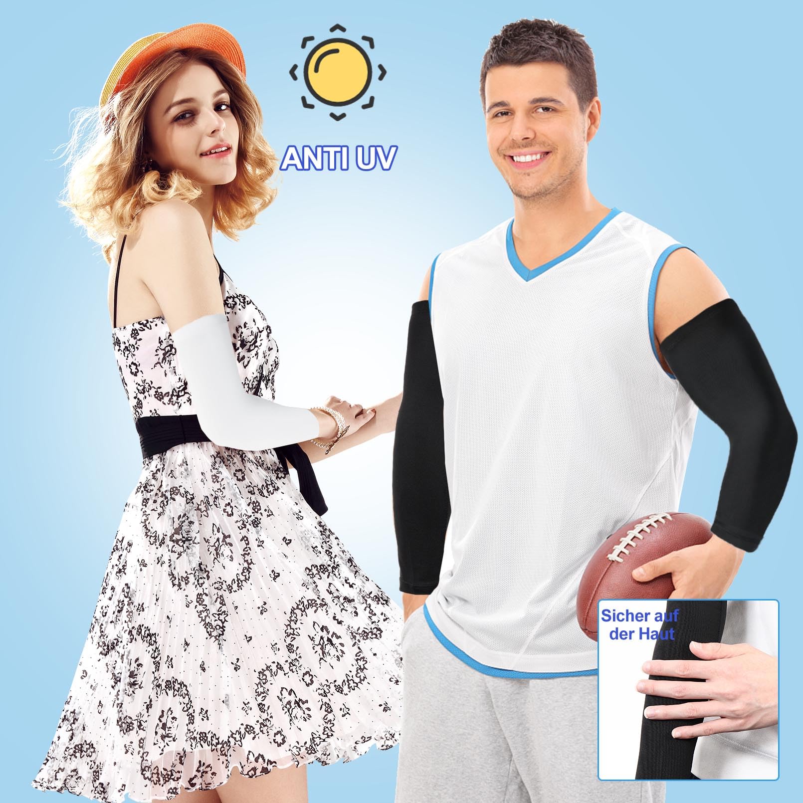 2 pares de mangas de brazo con protección solar UV, 2 pares de rodilleras, rodilleras de compresión, calentadores de brazos para ciclismo, deportes al aire libre, baloncesto