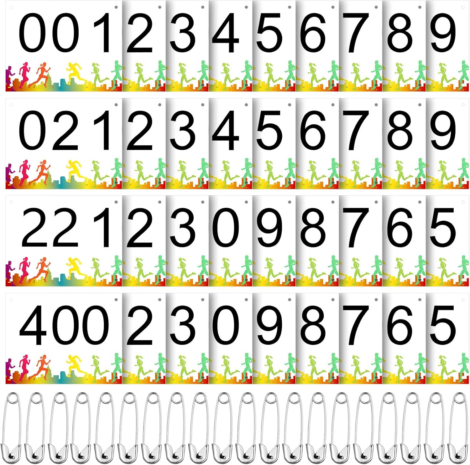 XunYee Running Bib Competitor Numbers with Safety Pins for Marathon Sports Competition Event Race Bibs Tear Proof Waterproof Paper Tag for Track and Field, 6 x 7.5 Inch