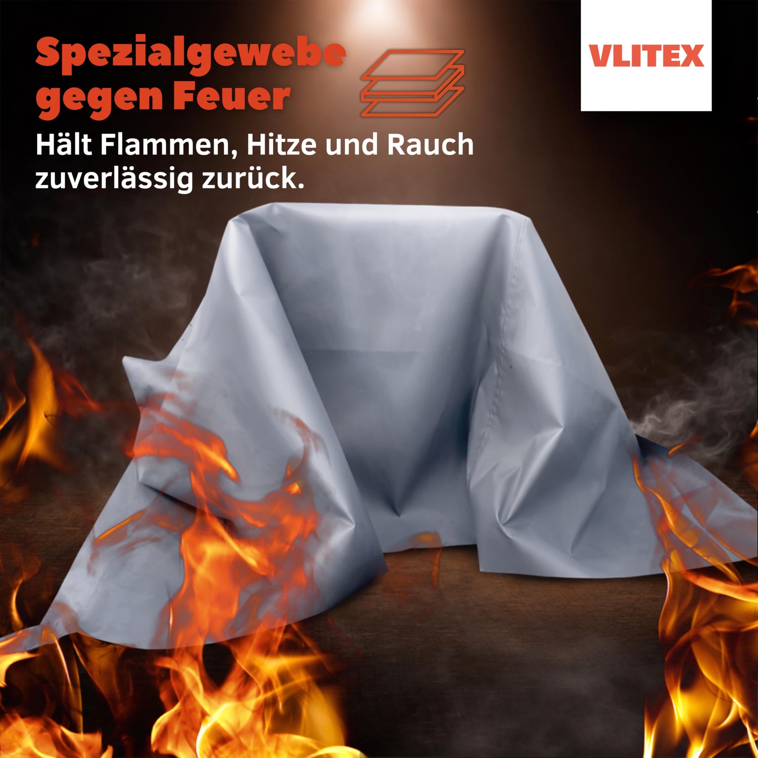 VLITEX techo de contención de incendios 3 x 4 m | manta ignífuga | para caja de rejilla barredora de e-bike e-scooter, etc. | Manta ignífuga | Manta de protección contra incendios | Para la prevención
