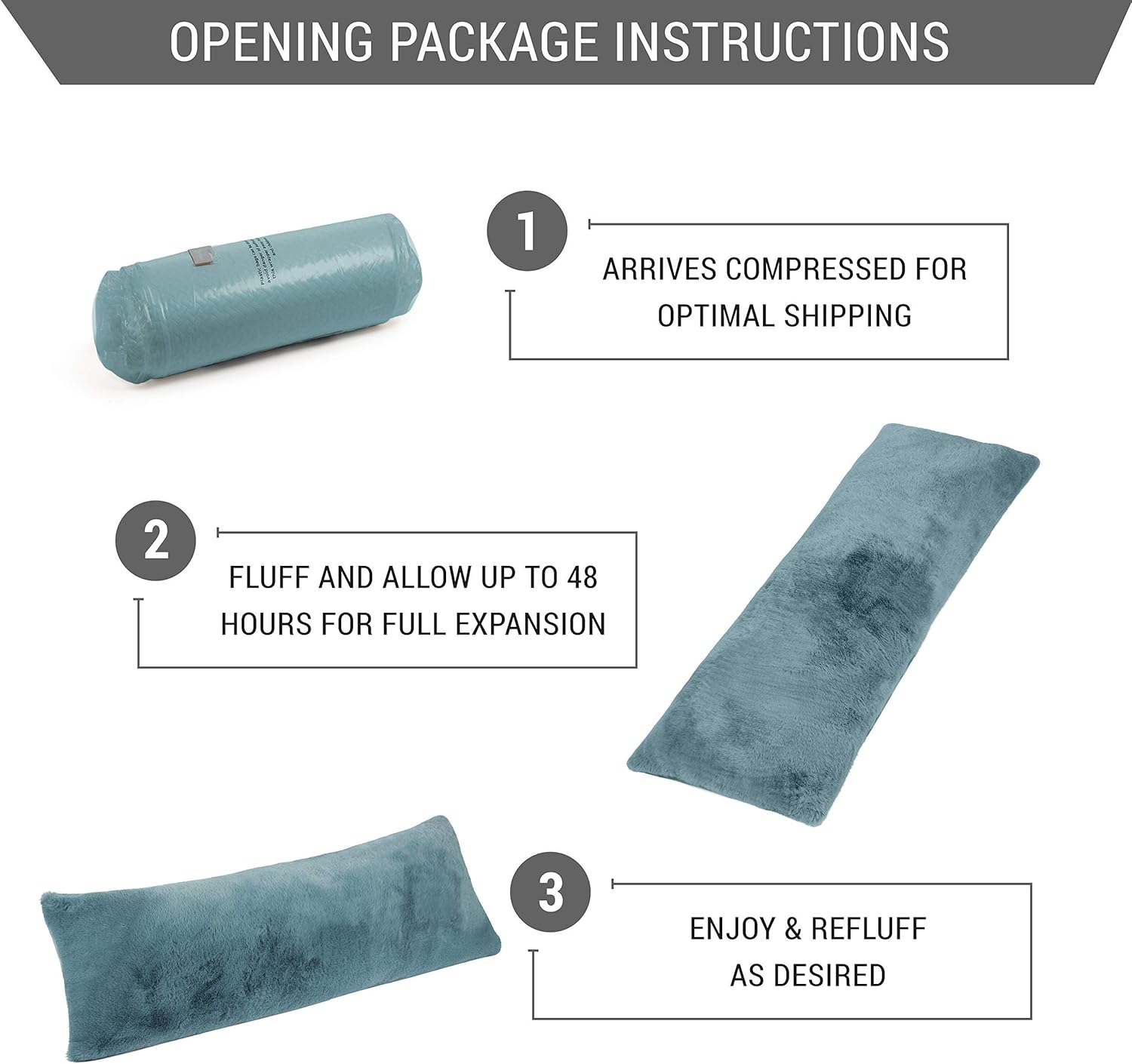 Milliard Full Body Pillow with Shredded Memory Foam | Long Pillow for Sleeping 20x54 | Ultra Soft and Plush Faux Fur Removable Cover (Blue) : Home & Kitchen