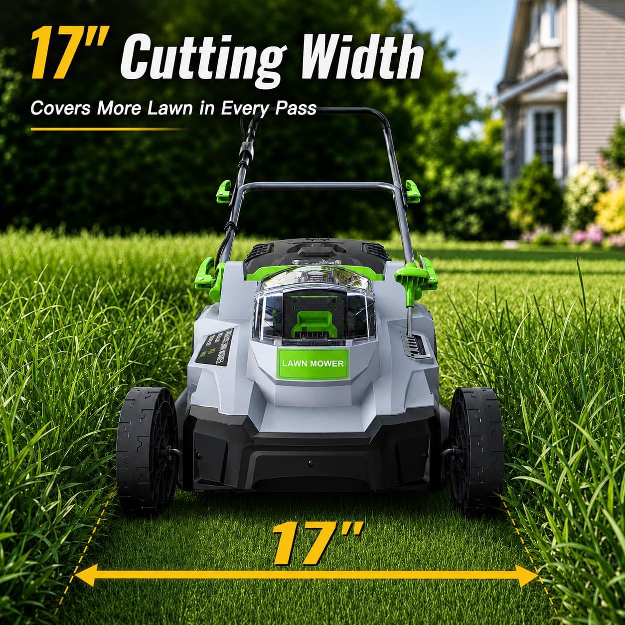 Cordless Lawn Mower, 17 in Walk Behind Lawn Mower for Yard & photo 2