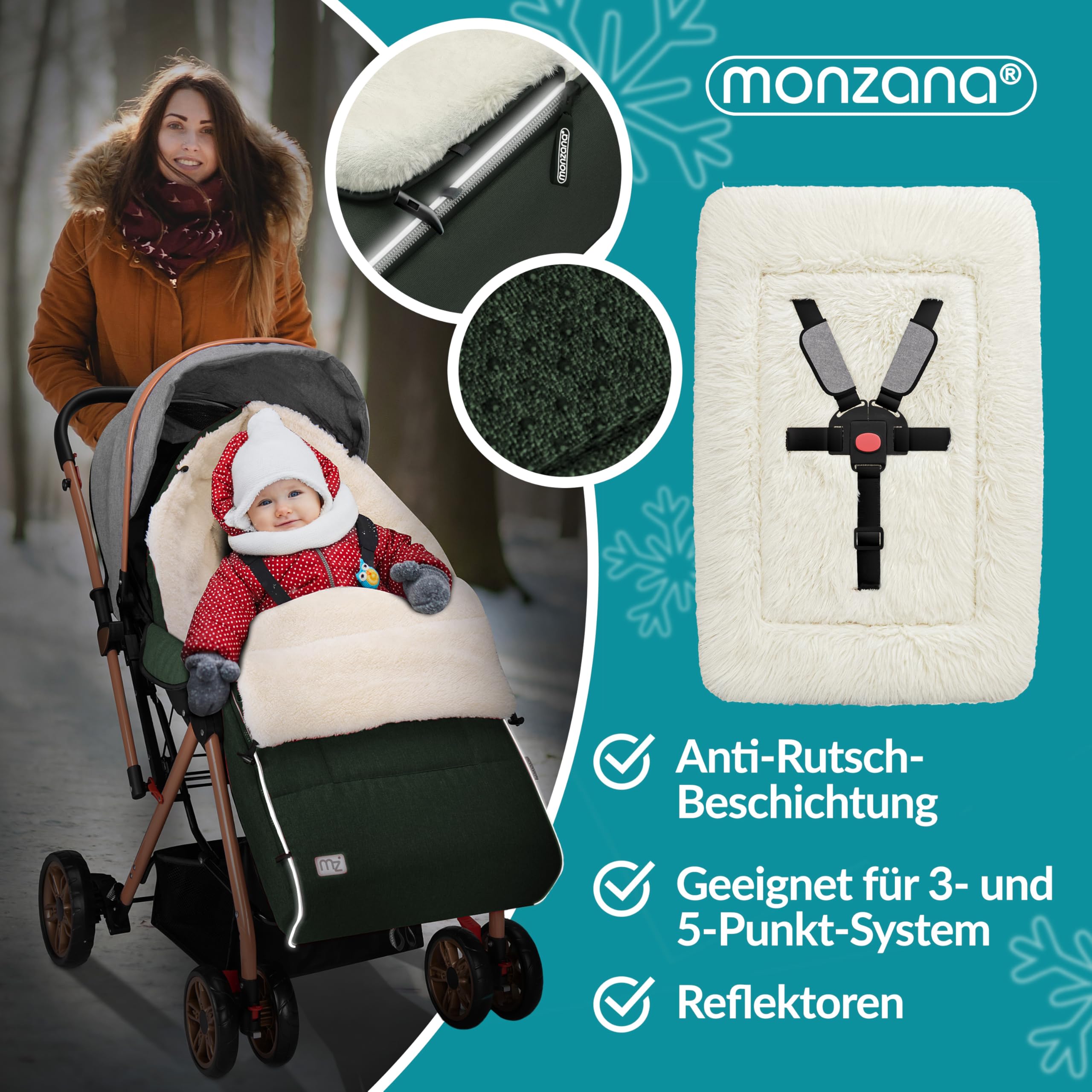 MONZANA® Sacco Nanna Passeggino Invernale Copertina Termica Neonato Accessori Coprigambe Termico Ovetto Bambini Coperta Calda Scaldamani Fasciatoio