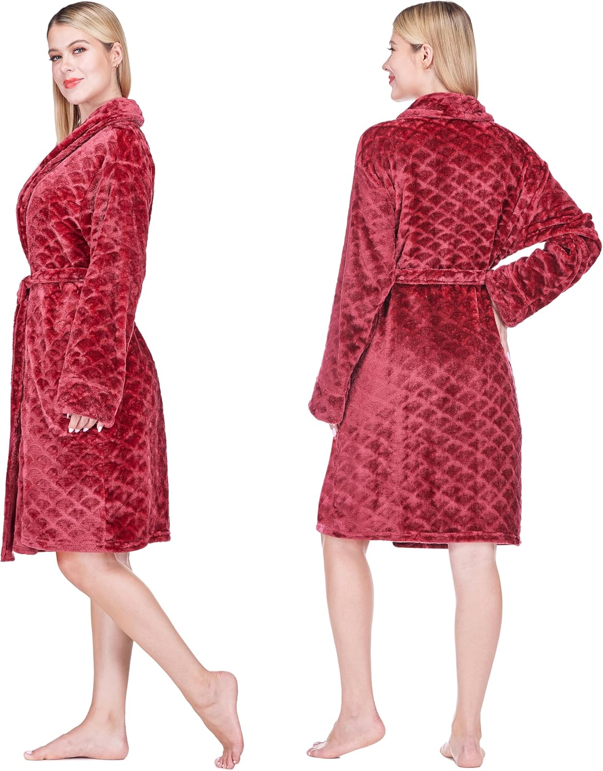 PAVILIA Womens Robes Kimono, Knee Length Plush Fluffy Winter Shower Bathrobe, Soft Fuzzy Cozy Warm with Pockets - Image 2