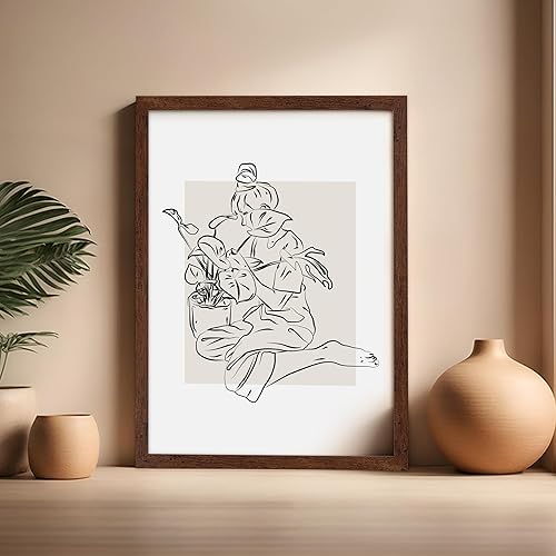 Miniatura 367 de Poster Master Póster de peonías – Estampado de flores retro – Ilustración floral – Ilustración en blanco y negro – Diseño de línea y abstracto –