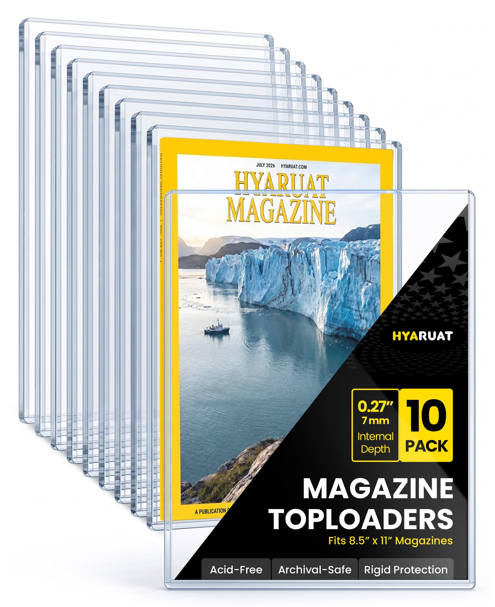 HMTL90115-10 Magazin-Toploader, 7 mm dicke Kunststoffhüllen, 22,9 x 29,5 cm, Magazin-Protektoren für Sammler, 10 Stück | 15 mm Hart-PVC-Magazin-Schutzhüllen für Sammler, Fotos, Poster, Vintage-Ausgaben, Comics und Dokumente
