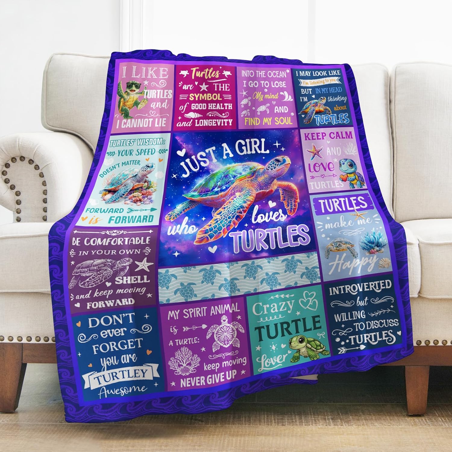 Levens Sea Turtle Blanket Gifts for Girls 50"x60", Sea Turtle Gifts for Women Turtle Lovers Birthday Ocean Animal Turtles Theme Decor for Couch Bed Sofa Travelling Soft Flannel Throw