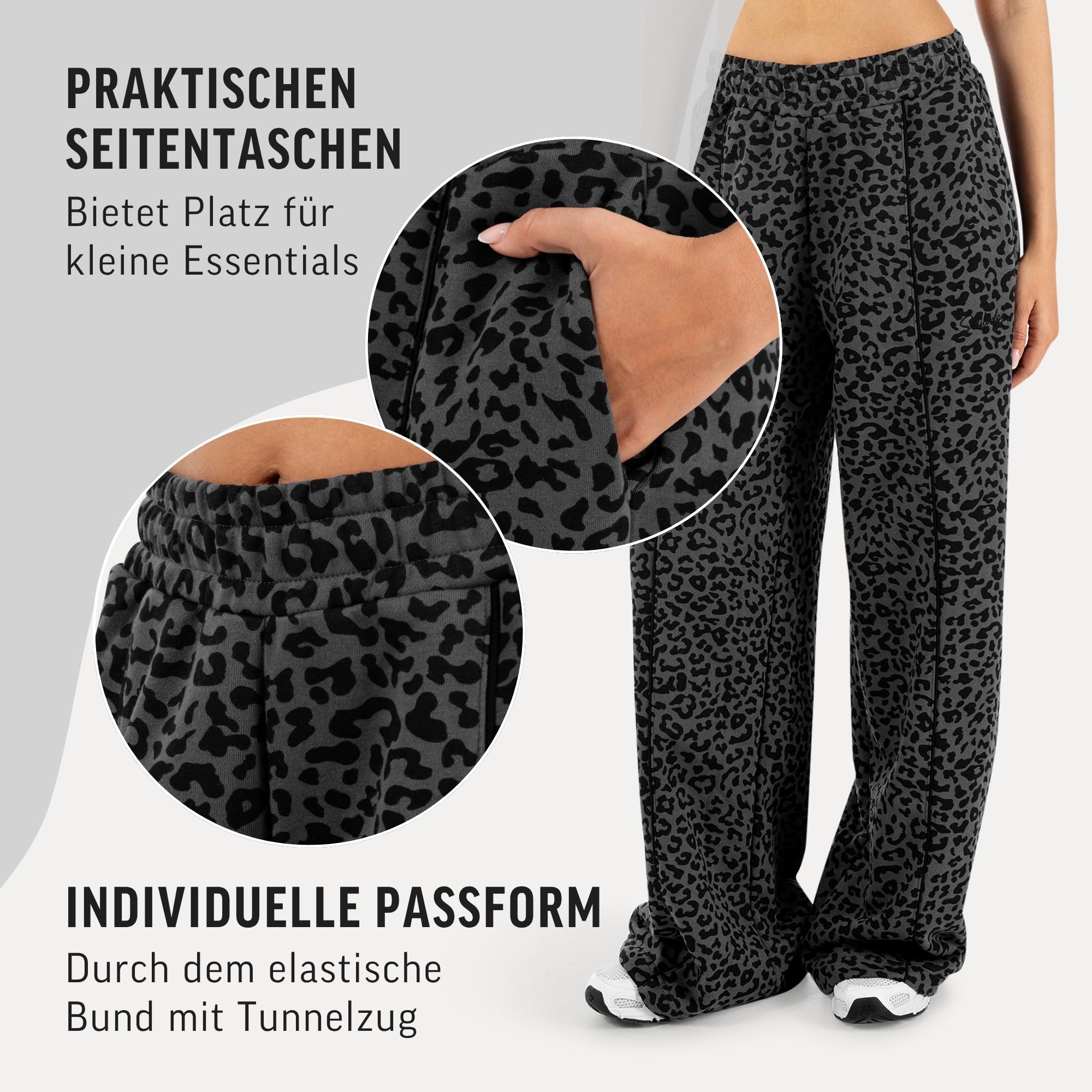 SMILODOX Jogginghose Damen Siara, Bequeme & stylische Freizeithose mit elastischem Bund und Seitentaschen, Trainingshose mit verstellbarem Beinabschluss im Oversize Fit, Für Fitness, Yoga & Freizeit