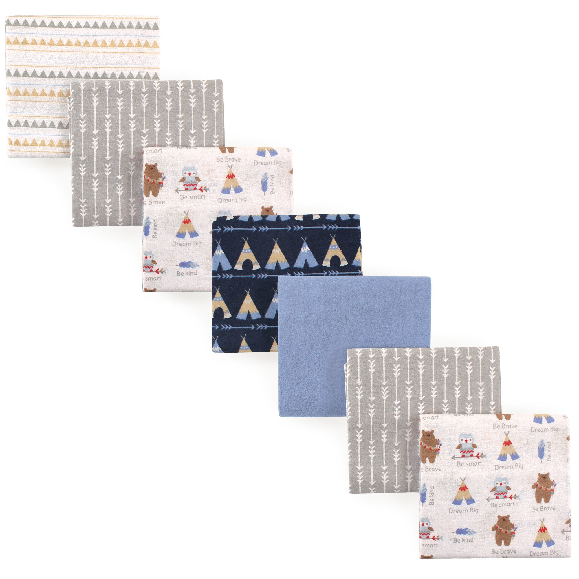 Luvable Friends 7 Piece Flannel Receiving Blanket, Tribe, One Size
