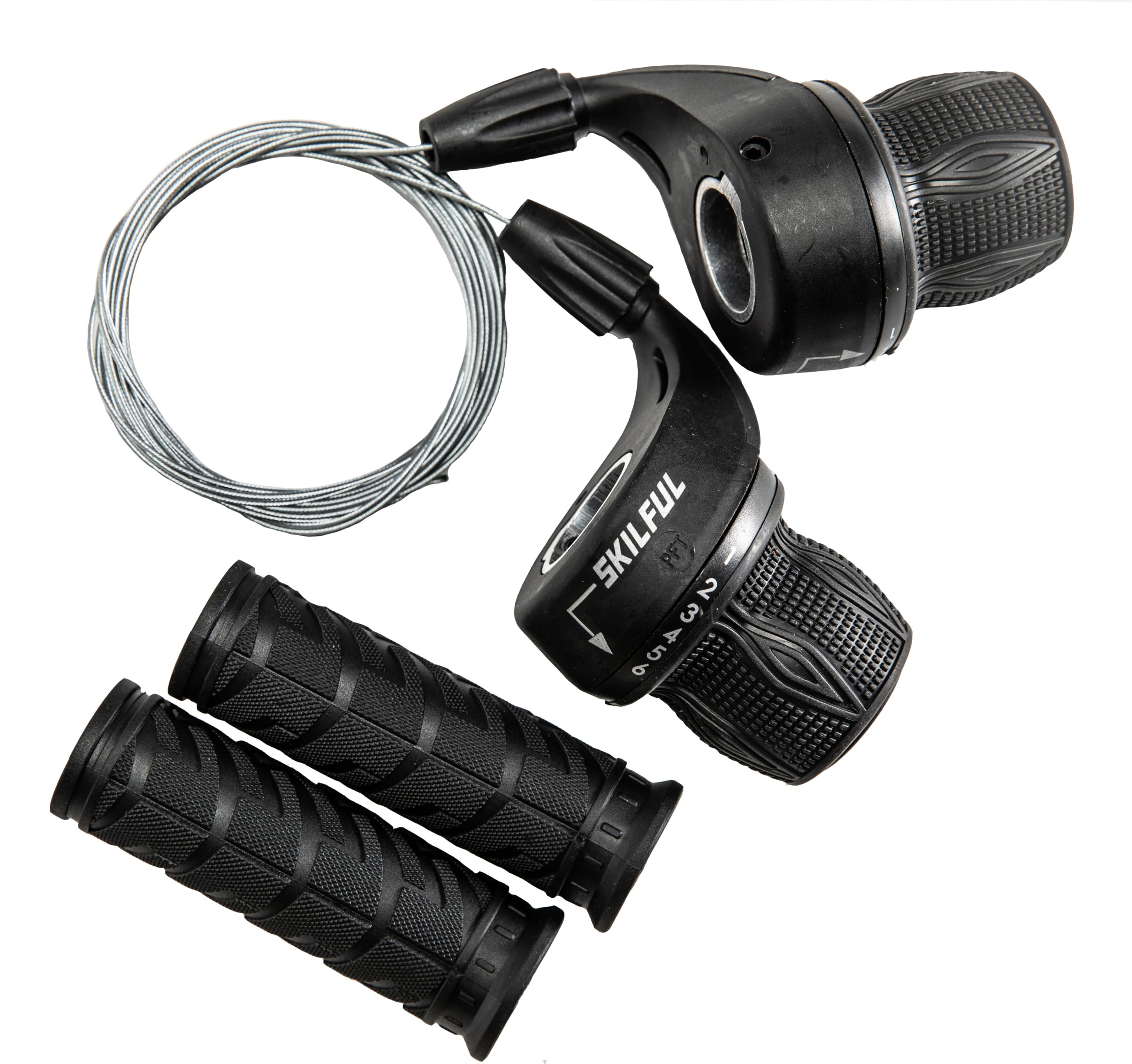 MEGHNA Bicycle 18 Speed Shifter Twist Shifter Lever 3x6 Speed Grip Shift Left and Right Shifter Mountain Bike Commuter Bike Folding Bike Gear Grip Shift with Grips(Pair)