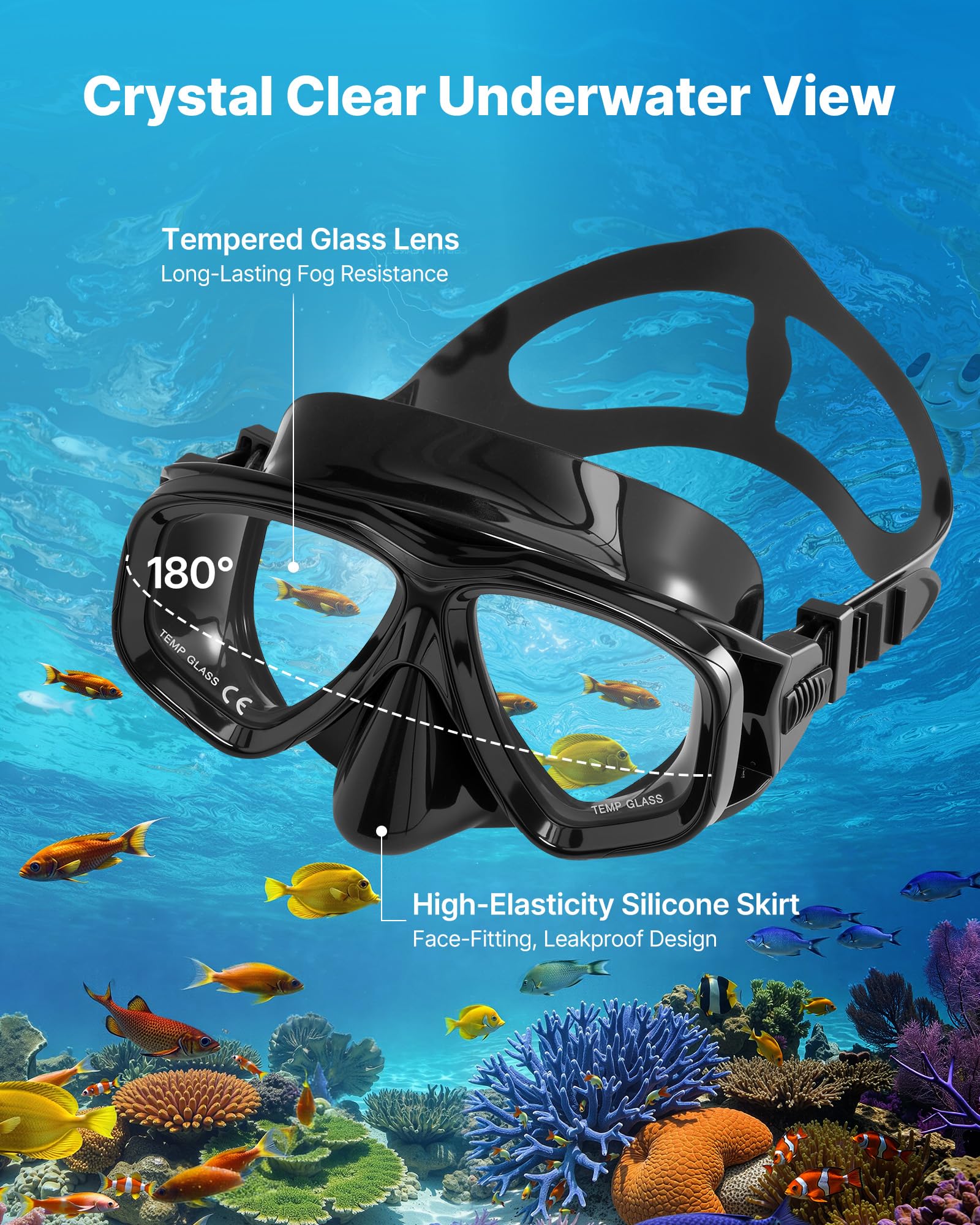 VEVOR Mini Botella de Buceo de 1 L, Juego de Tanque de Buceo Portátil, Capacidad de 15 a 20 Minutos, Gafas de Snorkel Adaptador Bomba Manual Mochila y Bolsa de Transporte, para Viajes Bucear Rescate