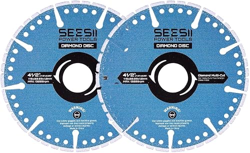 SEESII 4.5" Segmented Diamond Saw Blade 2 Pack – Cutting Discs 4 1/2 for Angle Grinder Fast Cutting of Porcelain Tile, Ceramic, Brick, and Masonry, Angle Grinder Disc with 7/8 Inch Arbor (115mm)