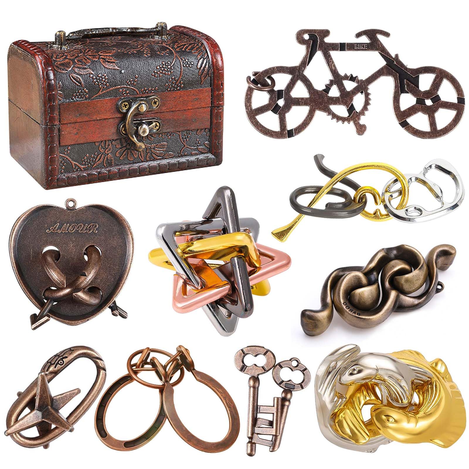 Amazon.com: 9 PCS Puzzles Metal Brain Teaser Puzzle Logic Metal