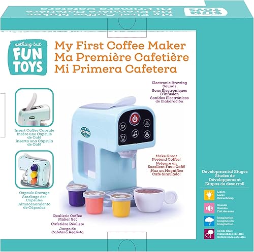 Miniatura 3 de My First Coffee Maker Playset diseñado para niños a partir de 3 años, color verde azulado, 10.35 x 5.63 x 9.57 pulgadas
