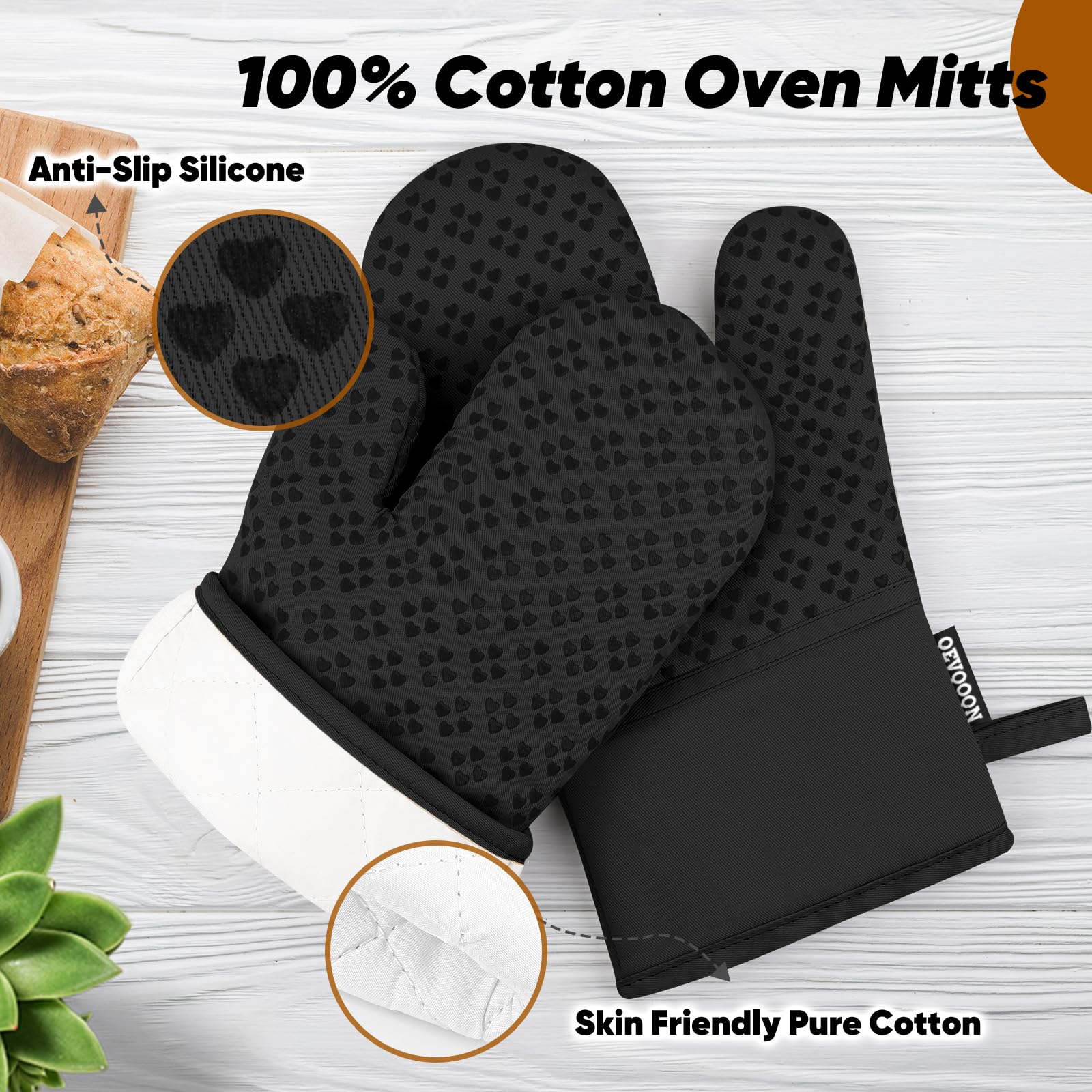 Lot De 4 Maniques Et Gants De Cuisine Japonais Antidérapants - Résistance 500°C, Design Abstrait Rouge