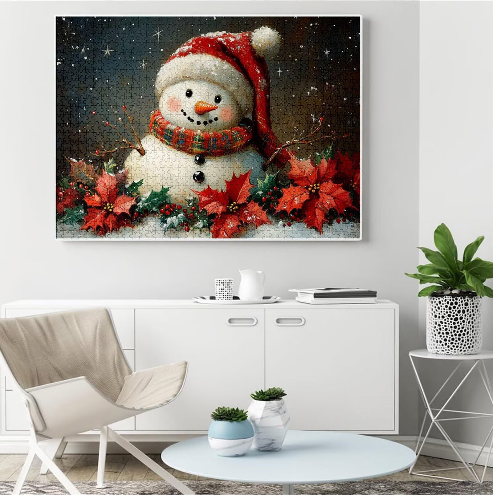 Puzzle z motywem bałwana, 2000 elementów, dla dorosłych, jakość premium, klasyczne puzzle, "zrób to sam", duże maty do puzzli, 100 x 70 cm, gra dla całej rodziny lub dekoracja B-905