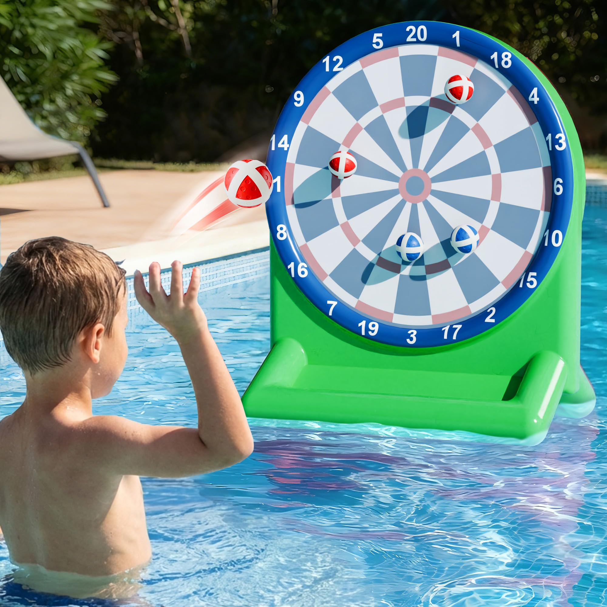 iPlay, iLearn Kids Fun Pool Toys, Inflatable Dart Board Water Games, Swimming Pool Floats, Beach Yard Outdoor Play, Backyard Party Birthday Gift for 6