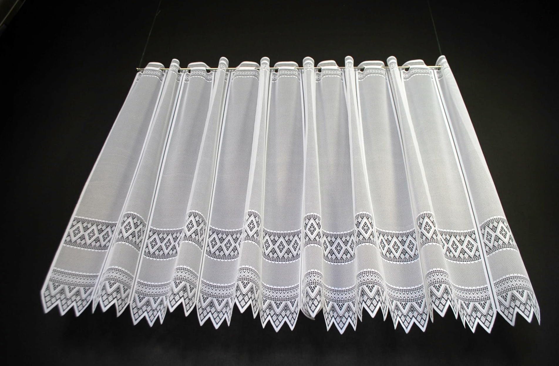 Scheibengardine Jacquard grafisch 90x585 cm H/B Weiß Bistrogardine Vorhang Küche 1er Pack