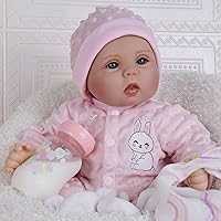 Vista 6 de Milidool Muñecas de bebé Reborn de 18 pulgadas, muñeca realista de bebé recién nacido, muñecas de silicona de aspecto real, con accesorios completos