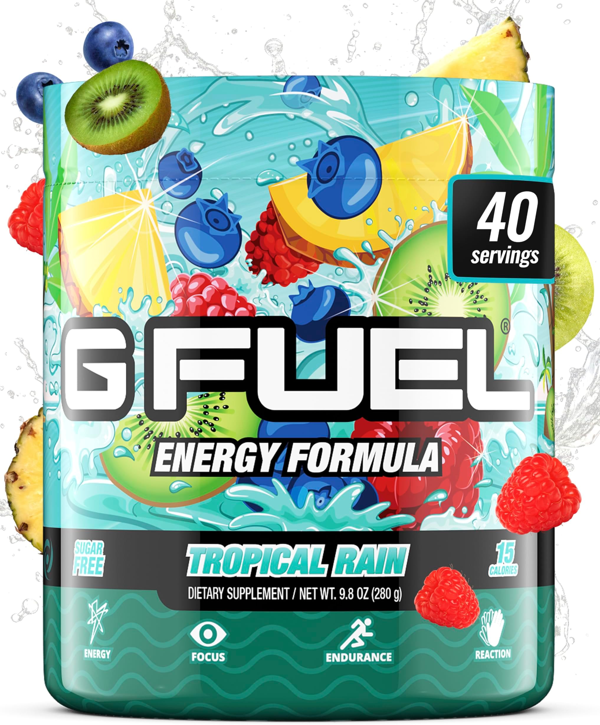 Gamma Labs G Fuel Tropical Rain Tub (40 Servings) Elite Energy and Endurance Formula Net Wt. 9.8 oz