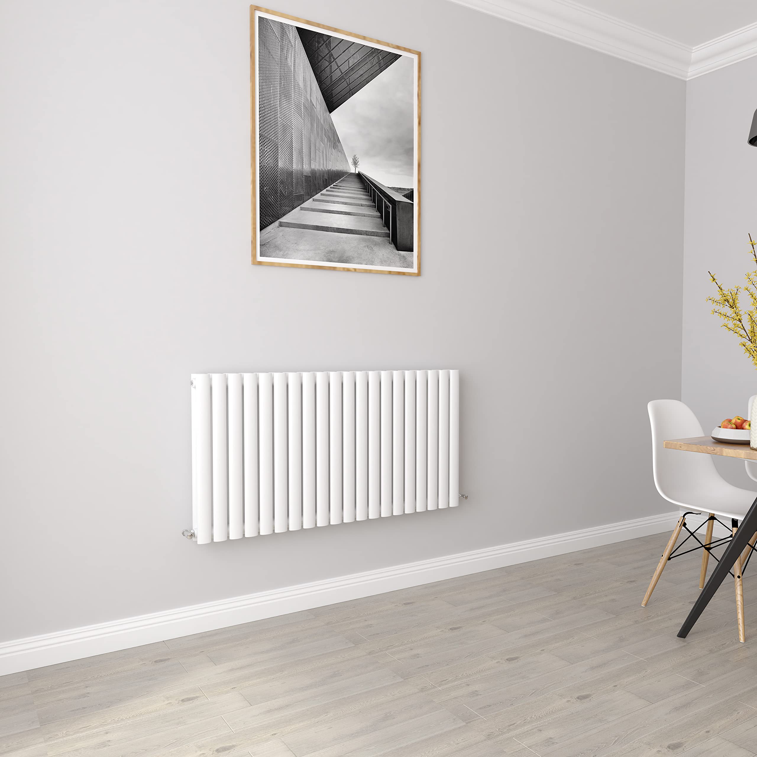 Biubiubath White Oval Radiators Horizontal Double Designer Radiator 600X1180mm Central Heating Radiators