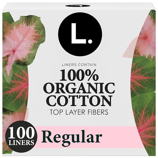 L Ultra Thin Liners for Women Regular Coverage Organic Cotton Top Layer Unscented Pantiliners 100 Count