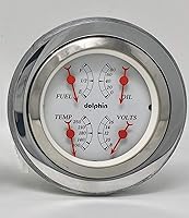 Vista 3 de Dolphin Gauges 1951 1952 Chevy Car 3 3/8 Quad Style Programable Gauge Panel Inserto Blanco