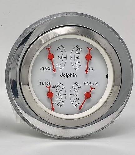Miniatura 3 de Dolphin Gauges 1951 1952 Chevy Car 3 3/8 Quad Style Programable Gauge Panel Inserto Blanco