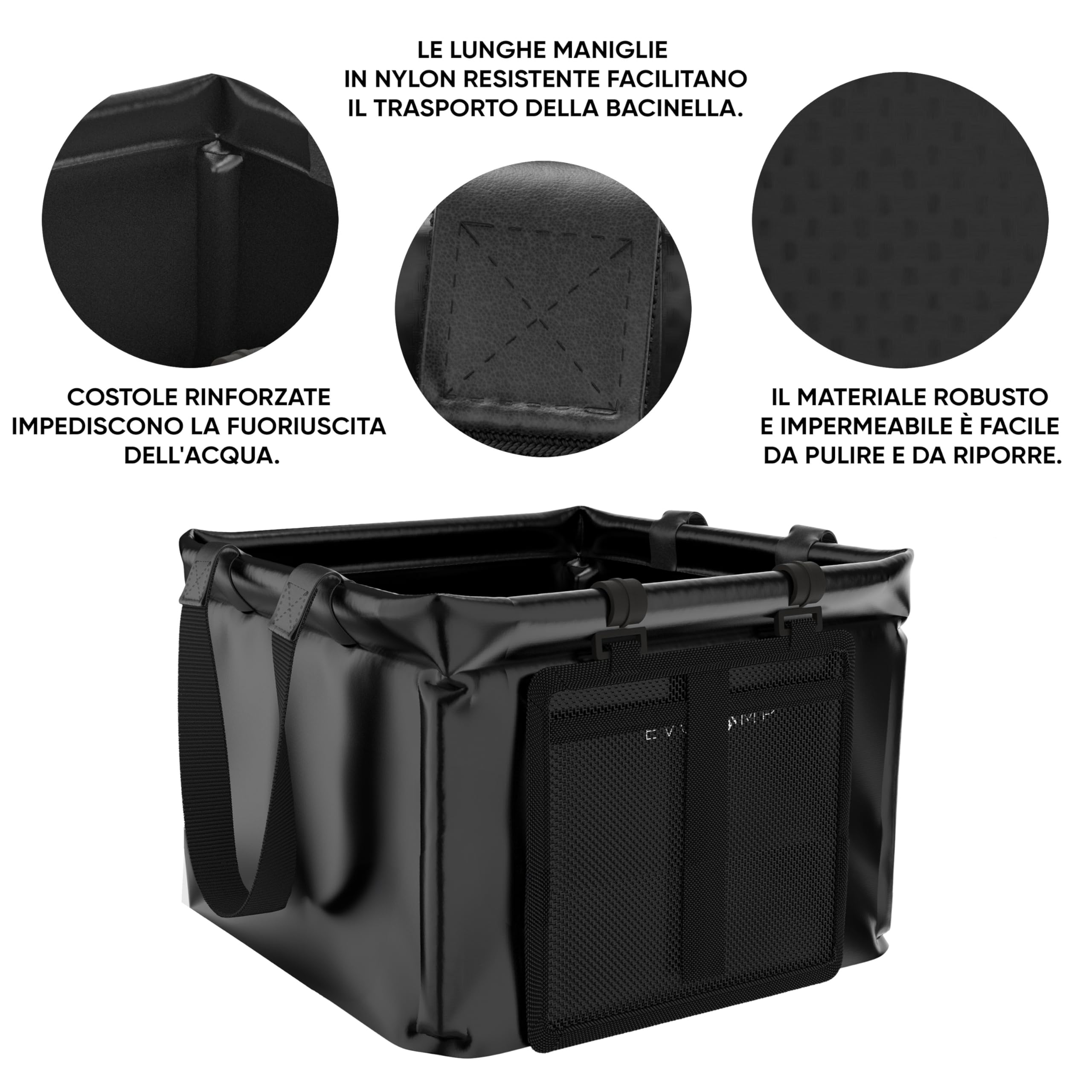 EVOCAMP secchio pieghevole 20L, catino pieghevole impermeabile per campeggio - secchio da pesca, refrigeratore per bevande all'aperto, bacinella per campeggio