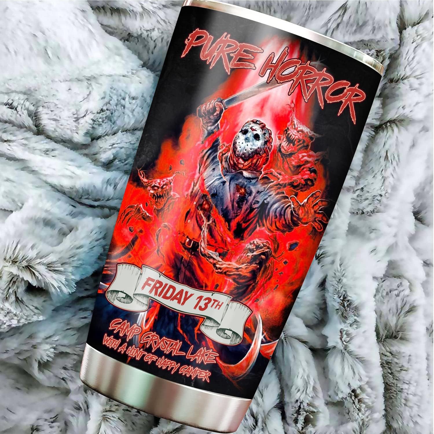 Horror Tumbler 20oz Insulated Steel Cup with Lid BPA Free, Travel Mug | Dark Horror Design | Gift Winter Christmas, Halloween for Movie Fans | 2025 Gift Idea