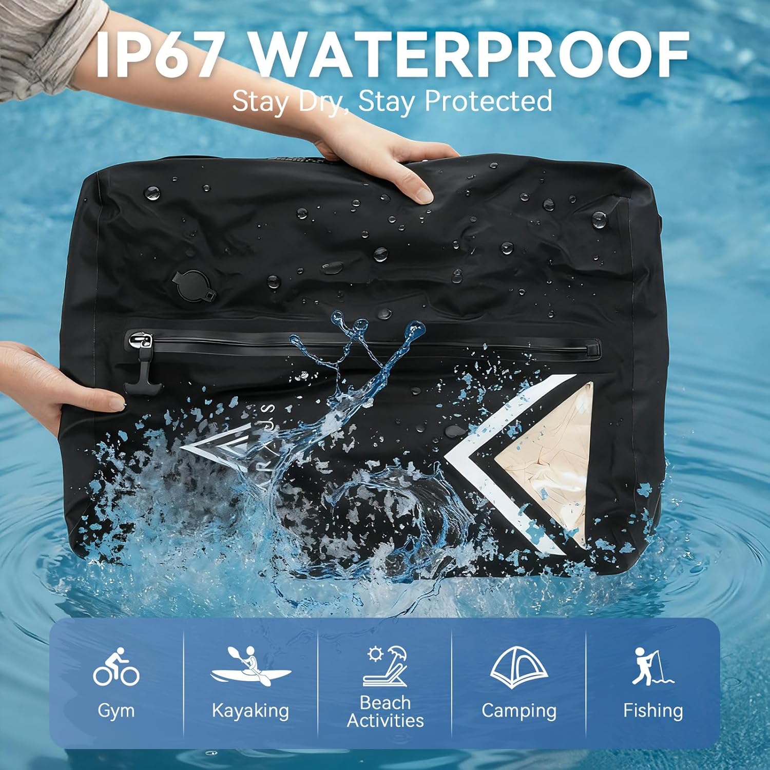 Arxus Vacuum Bags for Travel Airless, Compression Seal Packing Cubes with Adjustable Shoulder Strap, IP67 Reusable Portable Moving Supplies Kit for Clothing Storage, Luggage, Backpack, Suitcase