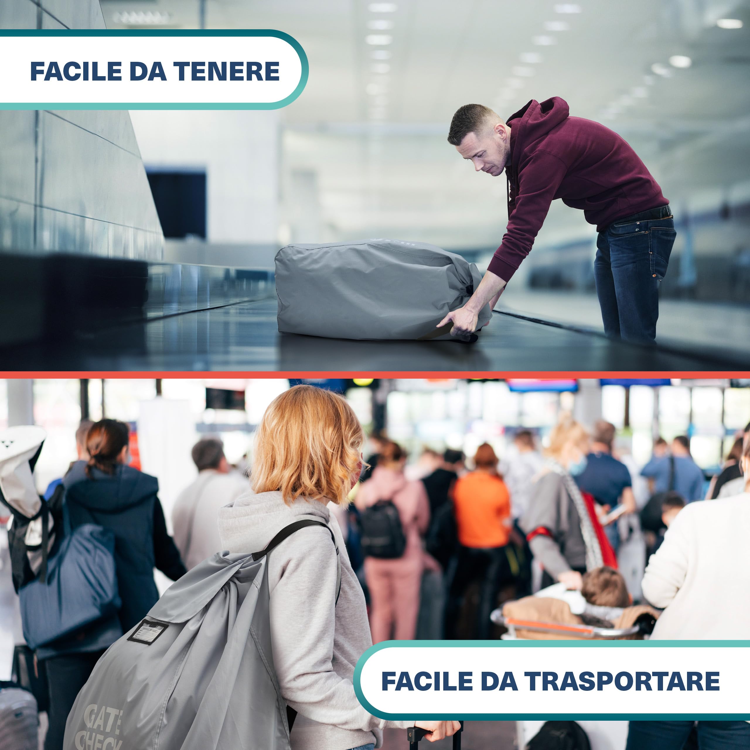 Bramble - Borsa da viaggio per seggiolino auto per il check-in al gate dell'aereo - Coprisedile auto per viaggi in aeroporto - Borsa da trasporto protettiva resistente all'acqua (grigio)