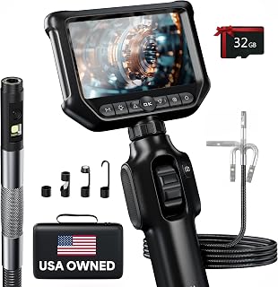 Two-Way Articulating Borescope, Dual Lens Inspection Camera with Light