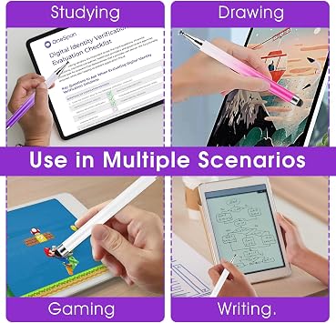 Oruola 3pcs Tablet Stylus,Touch Screen Pen,2-in-1 Phone Pens for Touch Screens,Tablet Stylus Pen for Phone Android Tablets,Compatible with All Touchscreens(White Purple Pink)