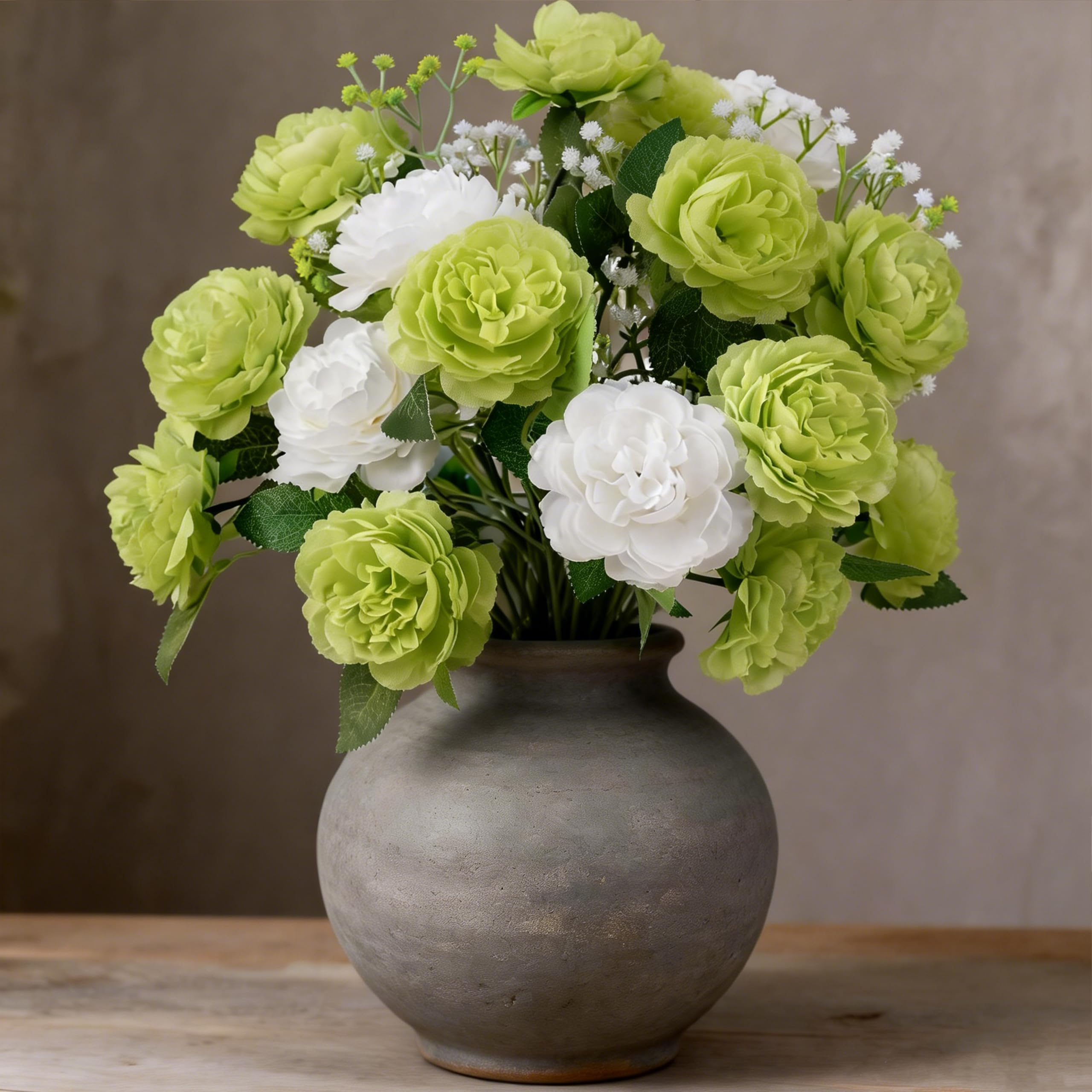 Photo 1 of YGL Artificial Flowers, 7Pcs Ranunculus + 4Pcs Baby's Breath