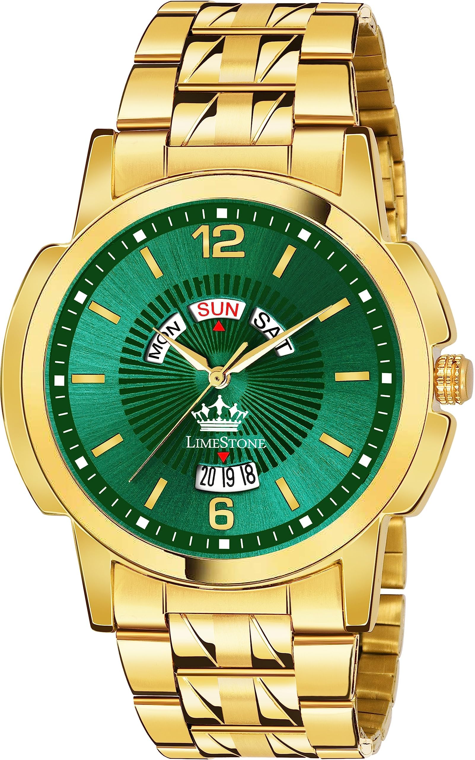 LIMESTONE Day & Date Original Gold Plated HMTS Quartz Analog Watch - for Men (B0CCHWHMQV) Amazon Price History, Amazon Price Tracker