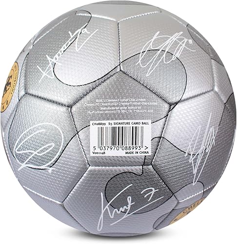 Miniatura 6 de Hy-Pro Fútbol con licencia oficial del Chelsea F.C. Silver Camo Signature | Talla 5, azul, entrenamiento, partido, mercancía, coleccionable para