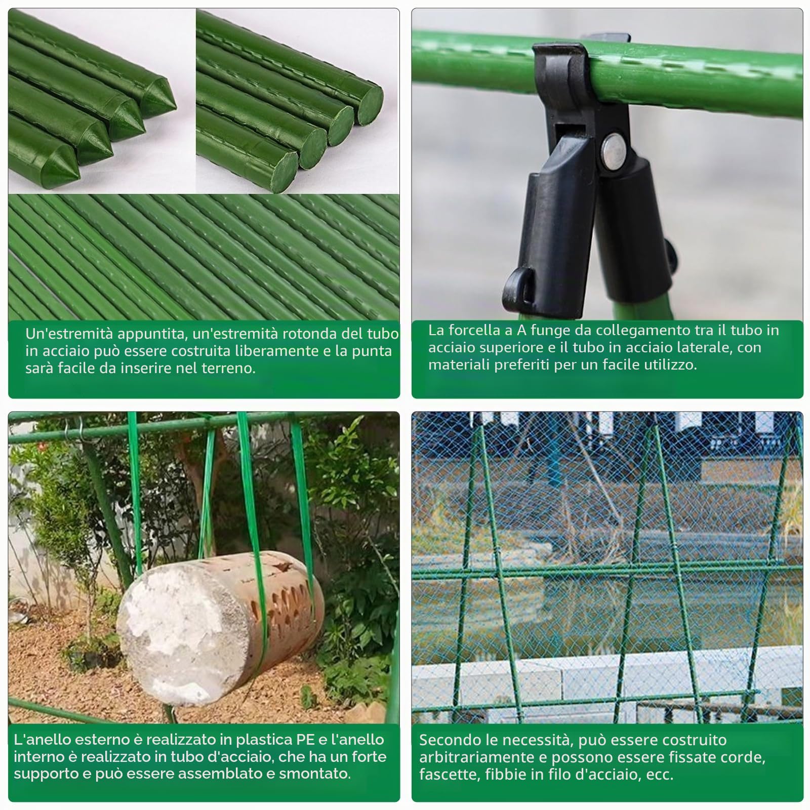 Supporto per piante rampicanti, adatto per cetrioli, soia, pomodori e altri tipi di verdure, così come il fiore di luna, traliccio in acciaio, lunghezza 120 cm