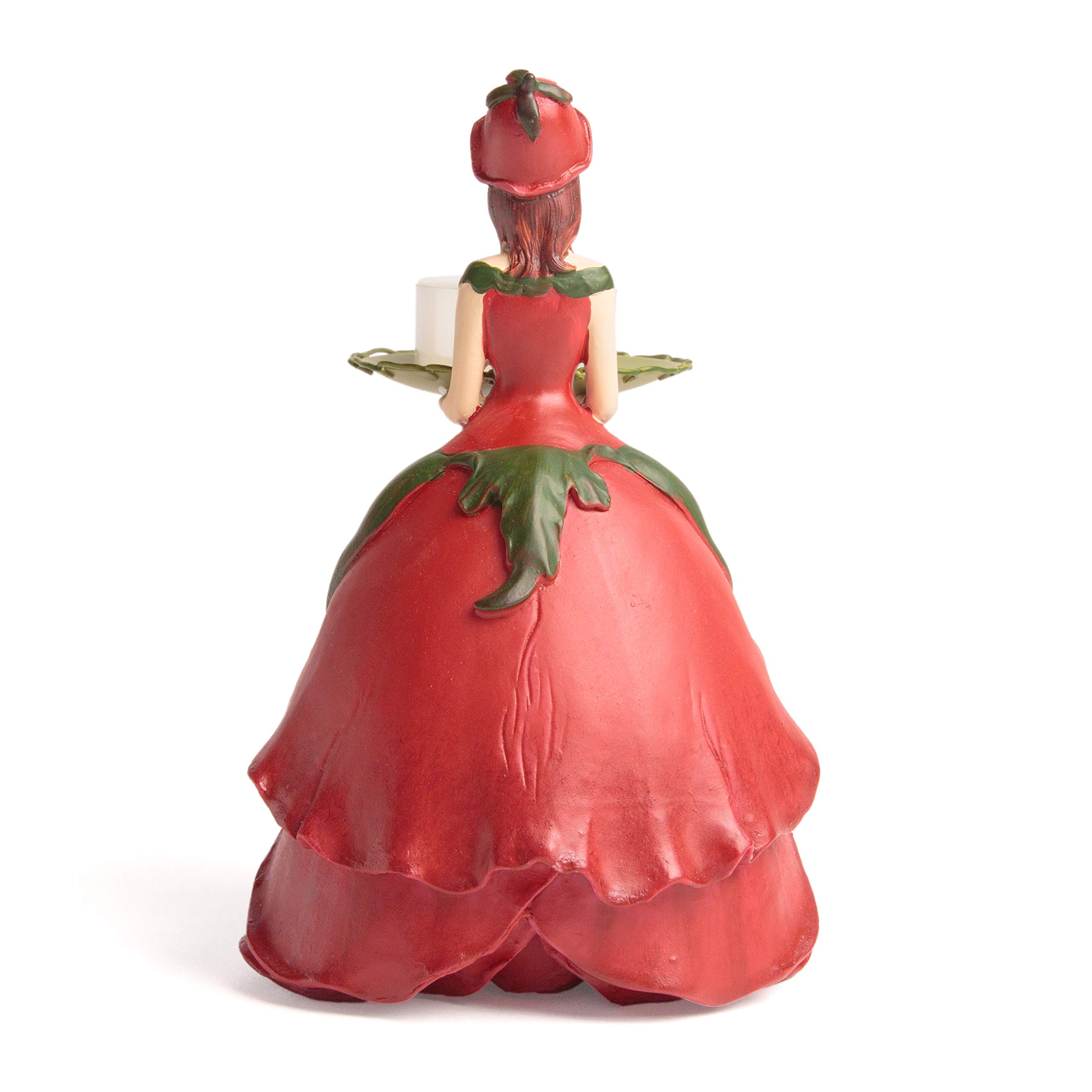Blumenmädchen Rose Rot - Dekofigur Teelichthalter und Sammlerstück