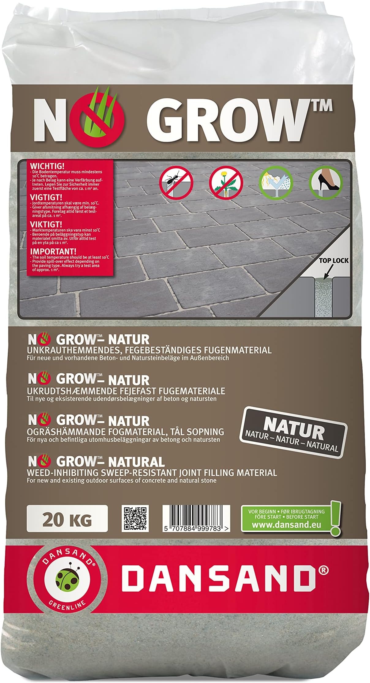 Dansand No Grow 20kg Easy Fix Brush in Polymeric Sand Paving Sand