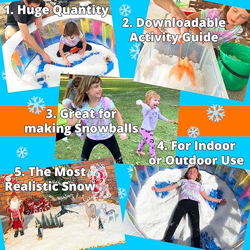 Miniatura 2 de Polvo de nieve falsa a granel para uso en exteriores o interiores. Haz 15 galones de nieve instantánea para decoración de Navidad, pelea de bolas de